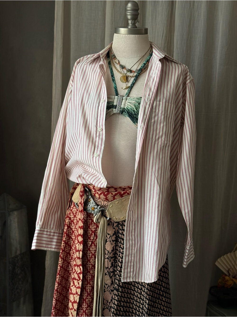 Vintage Bert Pulitzer 90s pink striped button up dress shirt